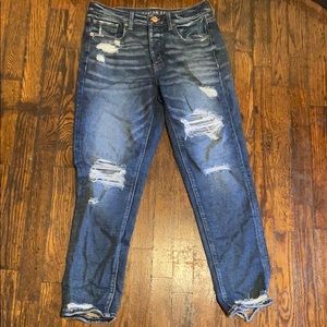 Distressed mom jeans